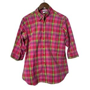 VTG Carolina Colours‎ Plus Women 18W Pink Flannel Button Down Shirt Gorpcore
